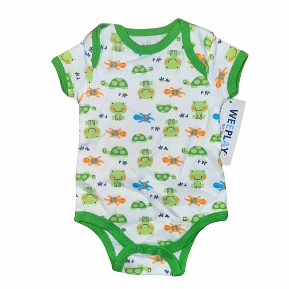 WeePlay frog and turtle pattern onesie -NWT - Picture 1 of 7